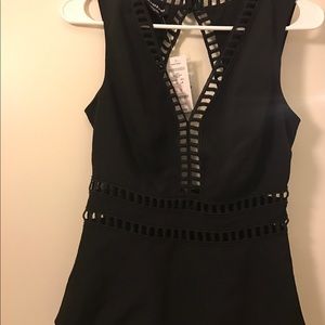 Women's BeBe Black Open Back Top 4